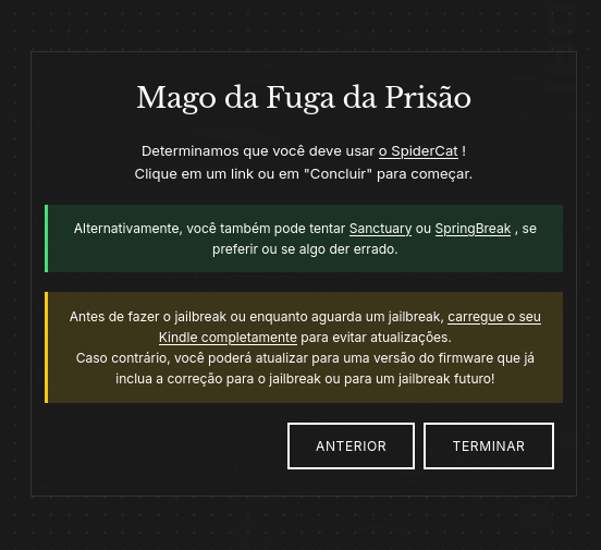 Wizard recomendando o método SpiderCat pro meu aparelho